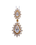Two-tier teardrop pendant with brilliant stones and floral halos