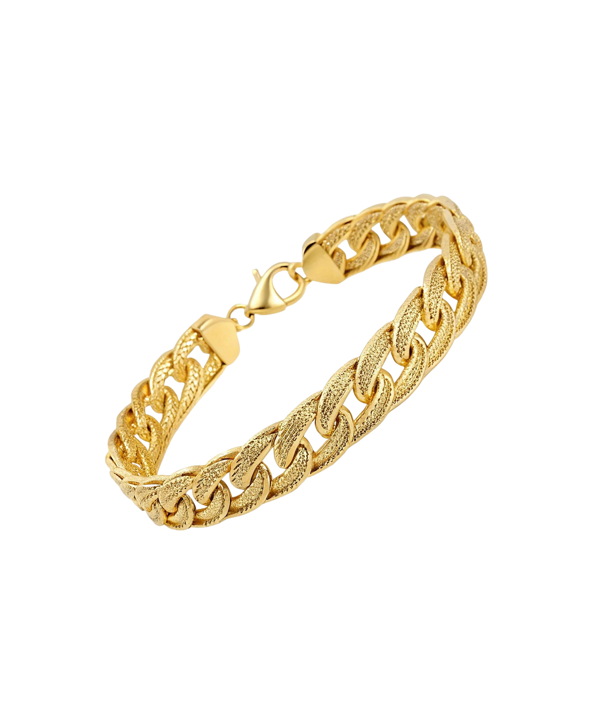 Textured gold-tone chain-link bracelet with polished clasp