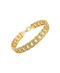 Textured gold-tone chain-link bracelet with polished clasp