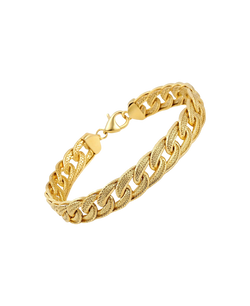 Textured gold-tone chain-link bracelet with polished clasp