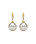 Gold-tone drop earrings with large luminous pearl-style drops
