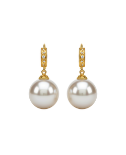 Gold-tone drop earrings with large luminous pearl-style drops