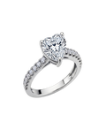 Silver-tone solitaire ring with a brilliant heart-shaped center stone