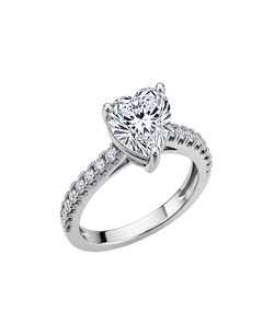 Silver-tone solitaire ring with a brilliant heart-shaped center stone