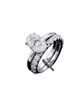 Silver-tone ring set with a brilliant round solitaire and sparkling band