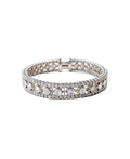 Silver-tone bracelet with oval clear stones and sparkling borders