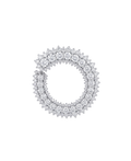 Circular silver-tone jewelry piece covered with clear stones