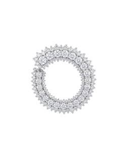 Circular silver-tone jewelry piece covered with clear stones