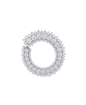 Circular silver-tone jewelry piece covered with clear stones
