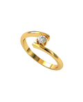 Gold-tone open bypass ring with a round clear centerpiece