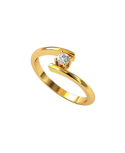 Gold-tone open bypass ring with a round clear centerpiece