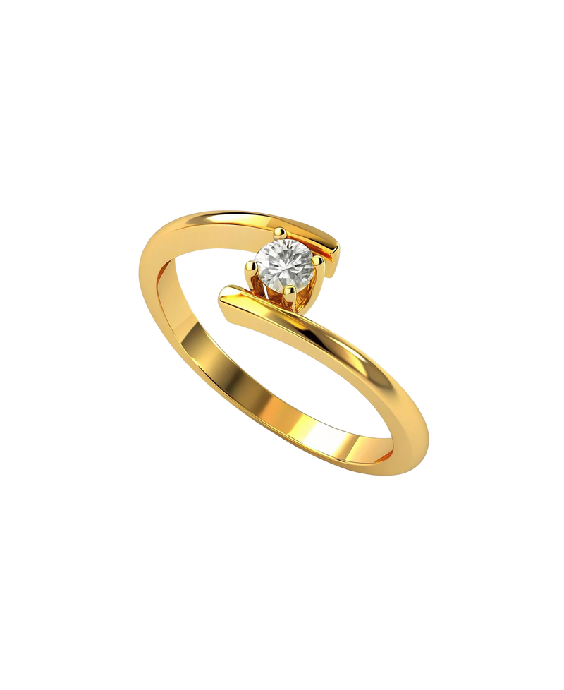 Gold-tone open bypass ring with a round clear centerpiece