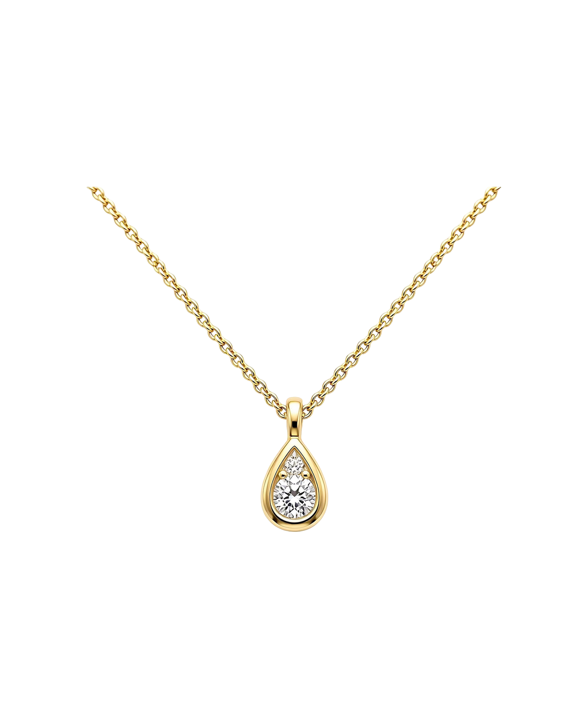 Gold-tone necklace with a brilliant teardrop stone pendant