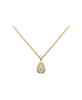 Gold-tone necklace with a brilliant teardrop stone pendant