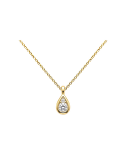 Gold-tone necklace with a brilliant teardrop stone pendant