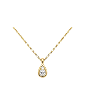 Gold-tone necklace with a brilliant teardrop stone pendant