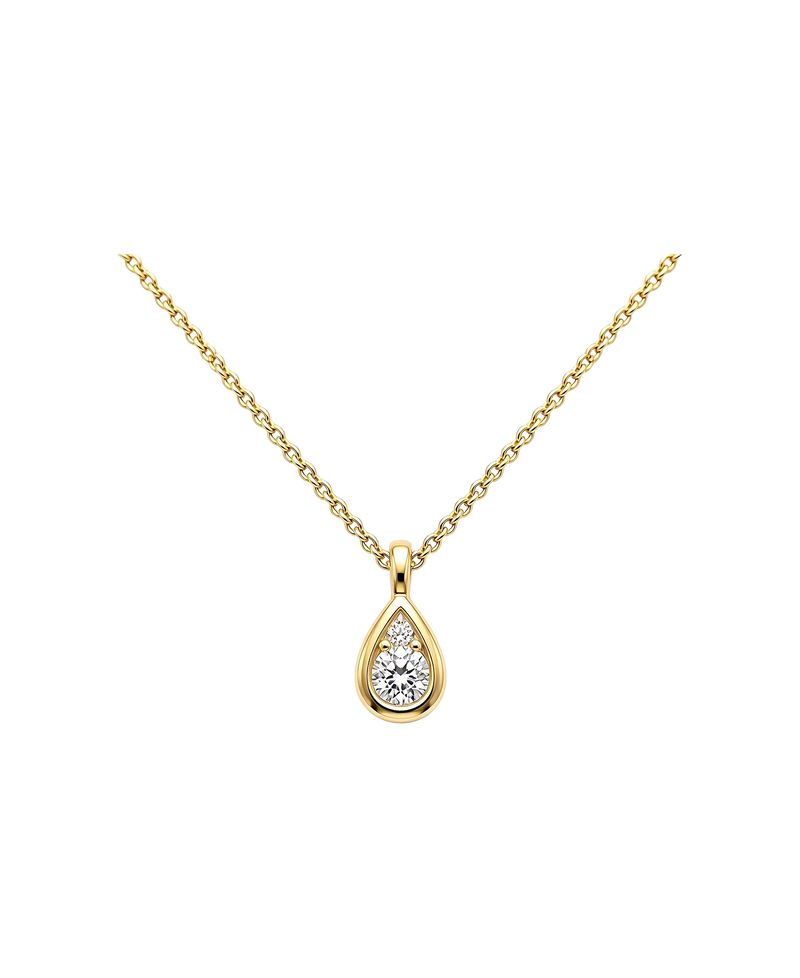 Gold-tone necklace with a brilliant teardrop stone pendant
