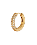 Gold-tone hoop earring with rows of clear stones