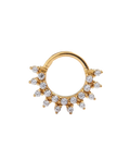 Gold-tone hoop earring with cascading brilliant stones