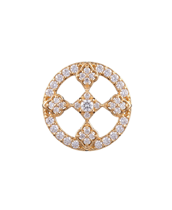Gold-tone circular crystal pendant with clover motifs
